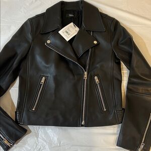 Theory New Moto Black 100% Lamb Leather size S NWT